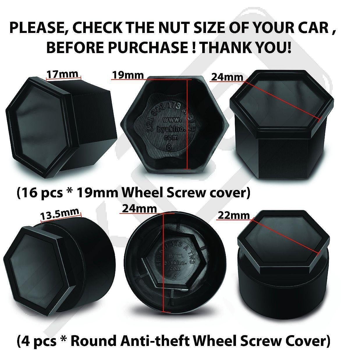 White 19mm Wheel Nut Covers – Locking Bolt Caps EU Made