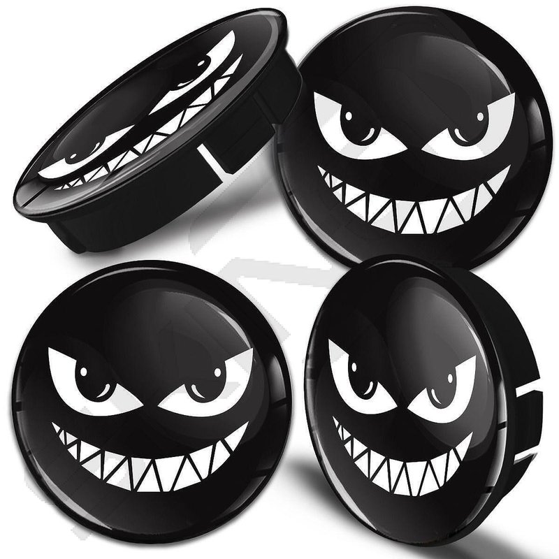 Custom Smile Black Center Caps for Alloy Wheels 60 mm