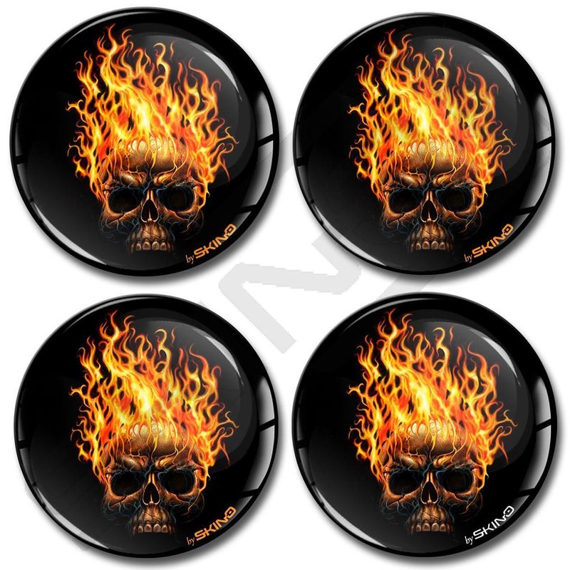 Wheel Center Caps Stickers Flame Skull A 45