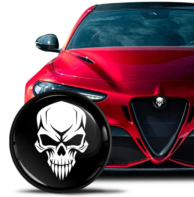 Angry Skull Alfa Romeo 74mm Badge Tuning for Hood & Trunk