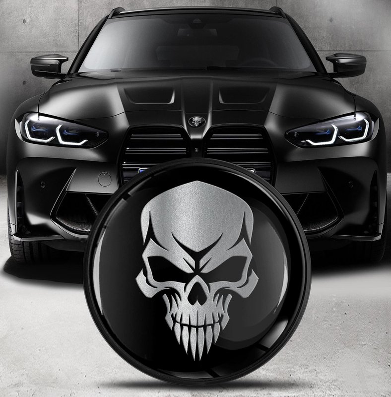 Silver Skeleton 82mm Black Badge for BMW Tuning