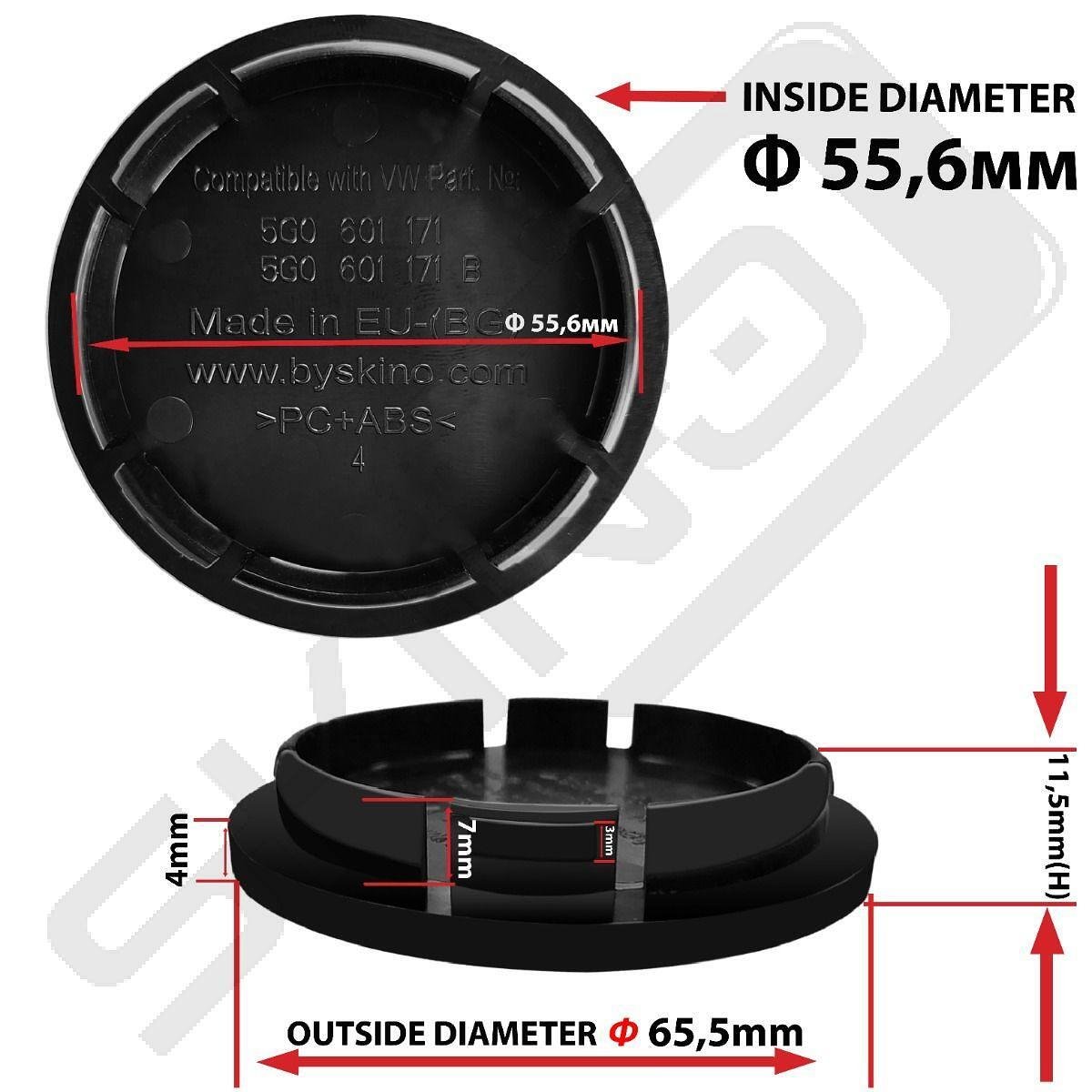 VW 66mm Gloss Black Custom Hub Caps | CR 0
