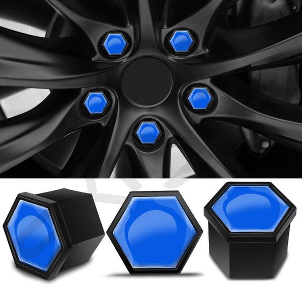 Custom Blue 17 mm Wheel Nut Covers | Locking Caps EU NB 3