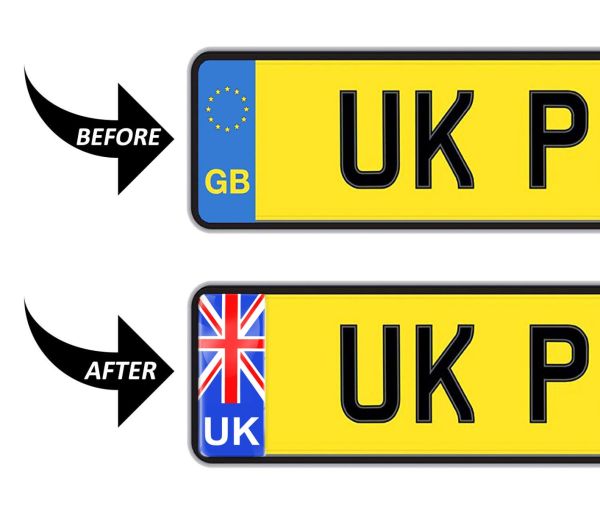 GB Blue B/G Small Flag Number Plate Gel Domed End Decal 