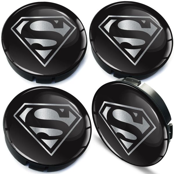 4 x Superman 60mm Alloy Hub Wheel Centre Caps Set Emblem Top Quality Superman 