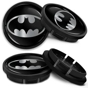 4 Silicone 3D Domed Stickers For Wheel Centre Rim Center Hub Caps Batman Silver 